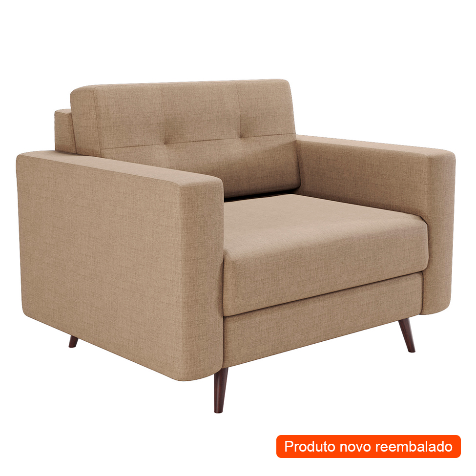 [OUTLET] Poltrona Living Pé Palito Linho Cotton Bege