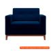 [OUTLET] Poltrona Living Pés e Base em Madeira Linho Cotton Azul Marinho