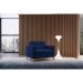 [OUTLET] Poltrona Living Pés e Base em Madeira Linho Cotton Azul Marinho