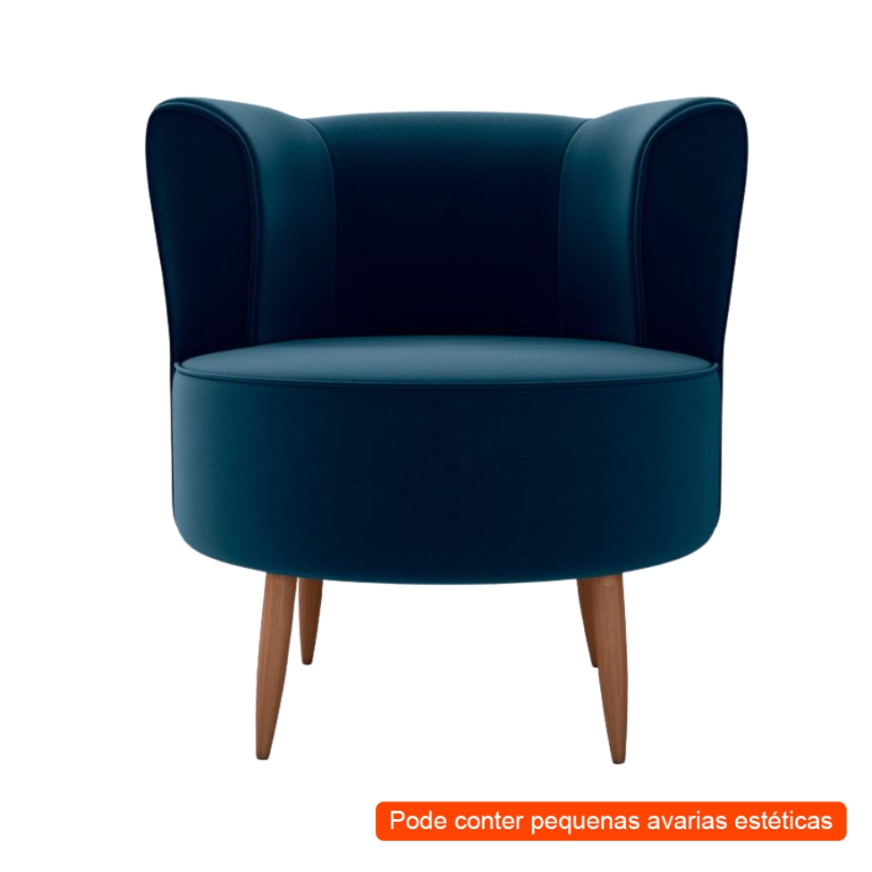 [OUTLET] Poltrona Savana Veludo Azul