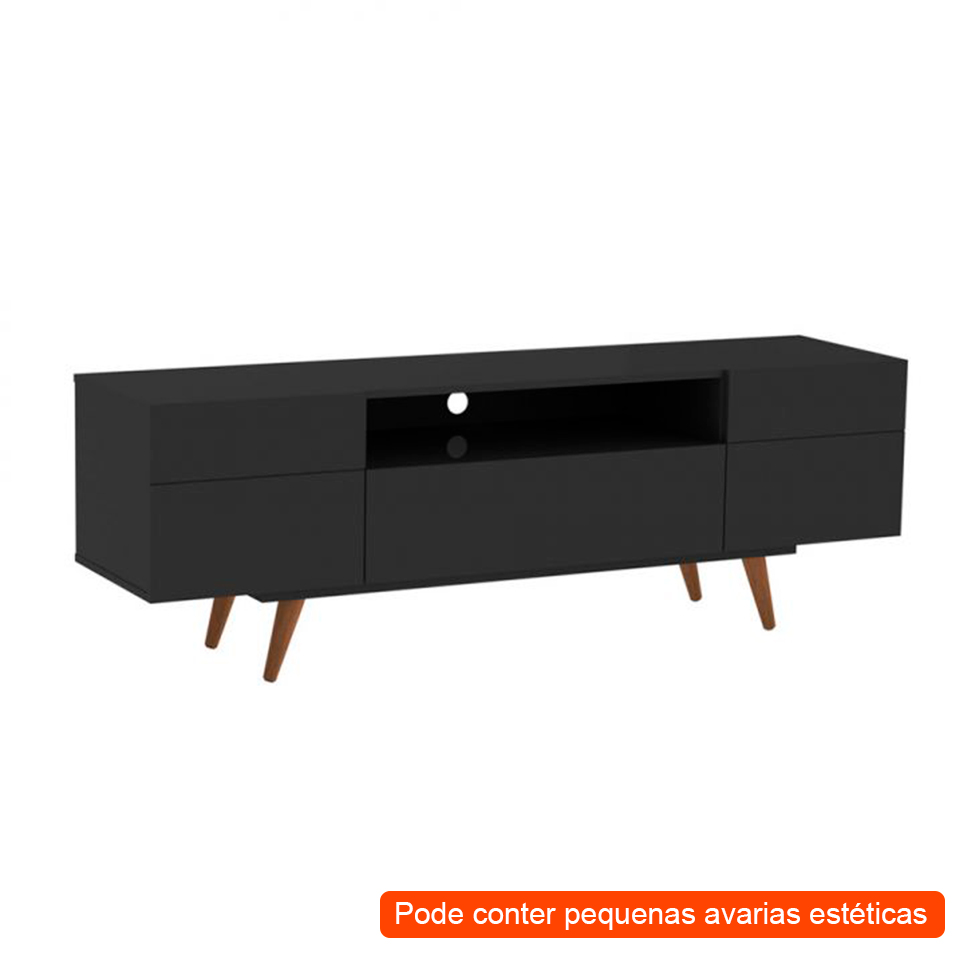 [OUTLET] Rack Retrô Paris Preto 162 cm