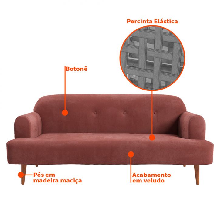 [OUTLET] Sofá 2 Lugares Kiev Velosuede Telha 165 cm