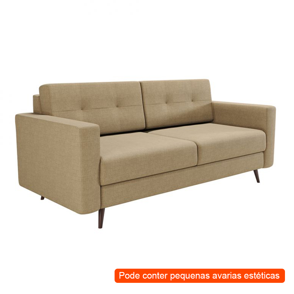 [OUTLET] Sofá 2 Lugares Living Pé Palito Linho Cotton Bege