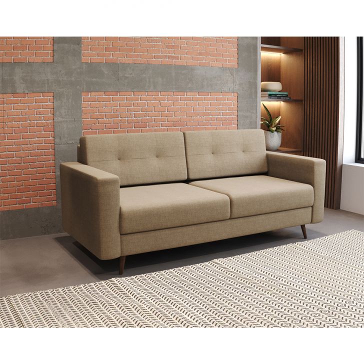 [OUTLET] Sofá 2 Lugares Living Pé Palito Linho Cotton Bege
