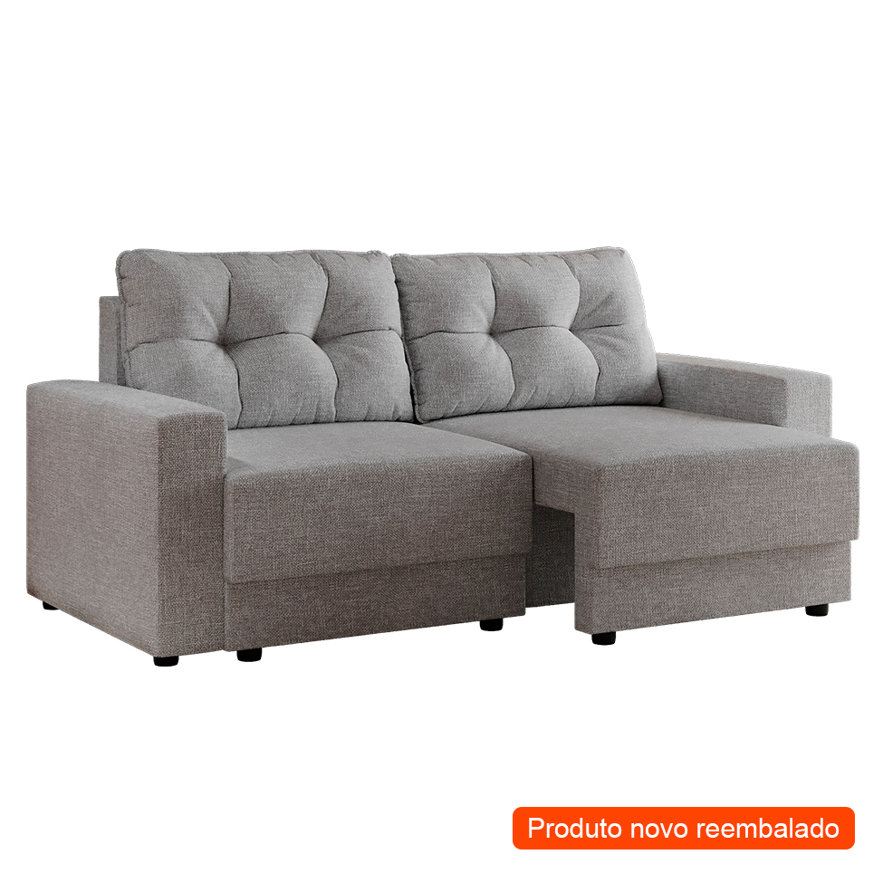 [OUTLET] Sofá 2 Lugares Retrátil Lubeck Linho Cinza