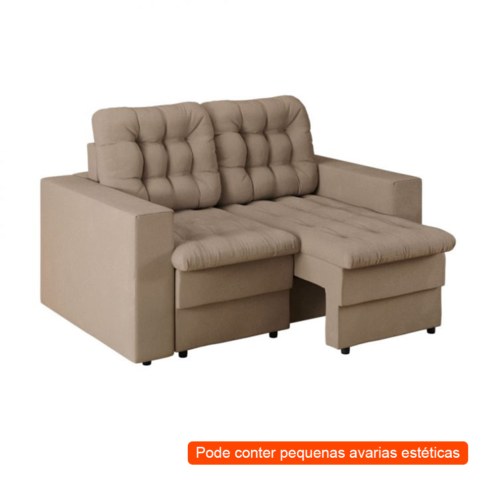 [OUTLET] Sofá 2 Lugares Retrátil Lubeck Plush Suede Bege 140 cm