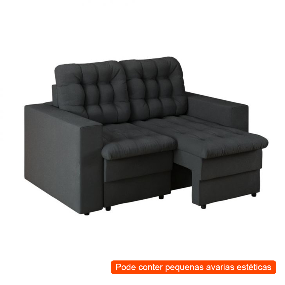 [OUTLET] Sofá 2 Lugares Retrátil Lubeck Plush Suede Grafite 140 cm