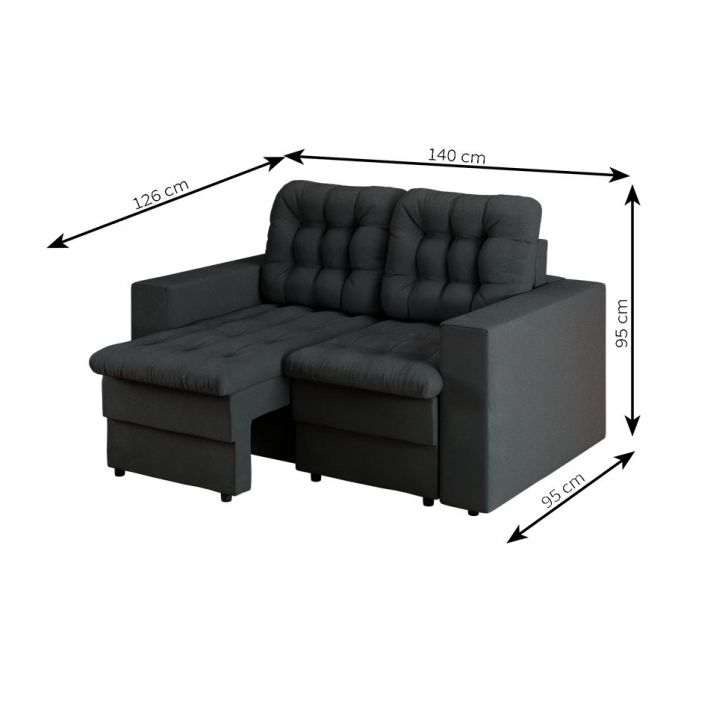 [OUTLET] Sofá 2 Lugares Retrátil Lubeck Plush Suede Grafite 140 cm