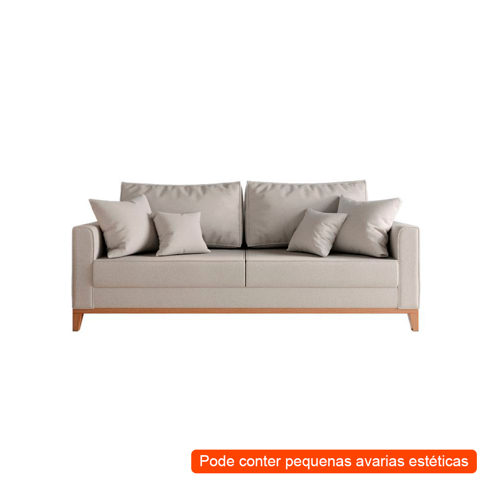 [OUTLET] Sofá 3 Lugares 182 cm Beny Linho Cotton Cru