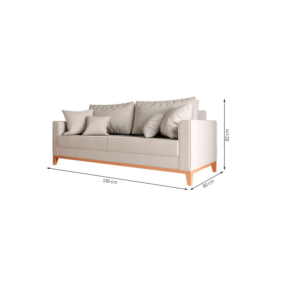 [OUTLET] Sofá 3 Lugares 182 cm Beny Linho Cotton Cru