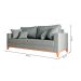 [OUTLET] Sofá 3 Lugares Beny Base de Madeira Linho Cotton Cinza