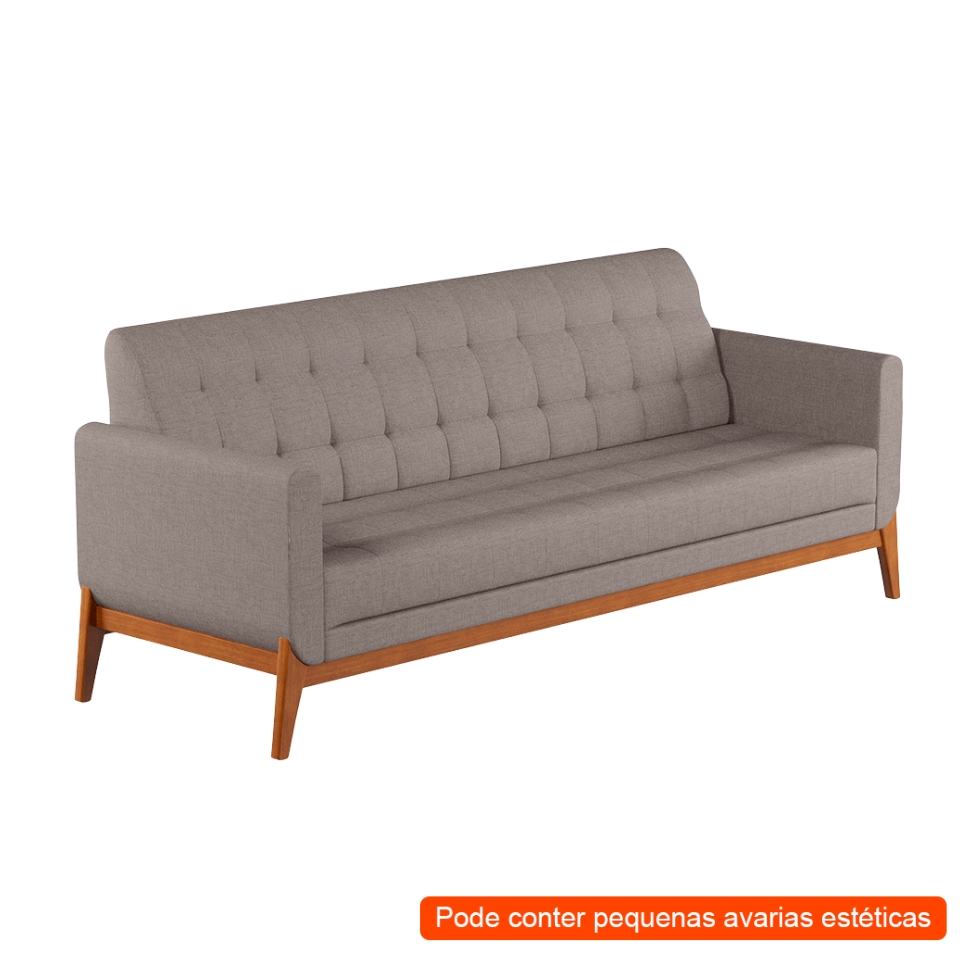 [OUTLET] Sofá 3 Lugares Brooks Linho Cinza e Amêndoa 200 cm