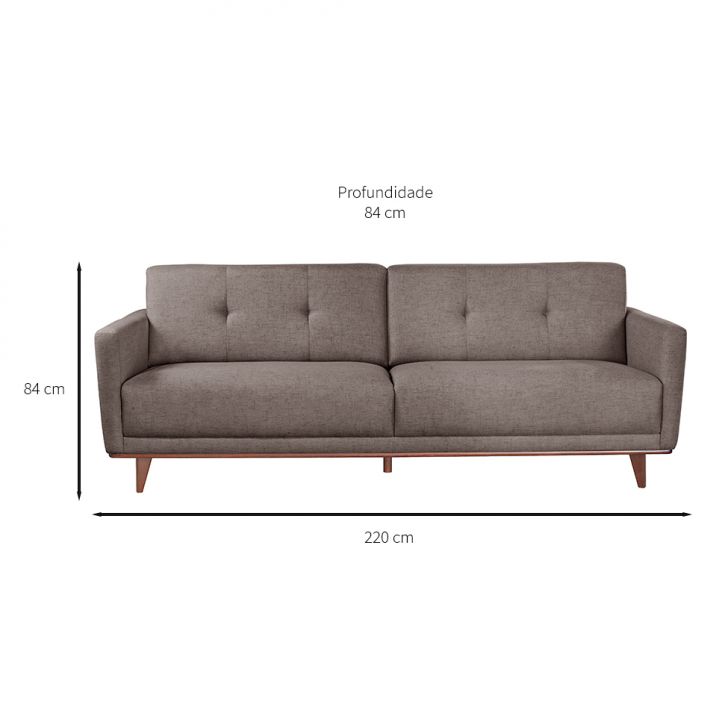 [OUTLET] Sofá 3 Lugares Di Cavalcanti Cáqui 220 cm