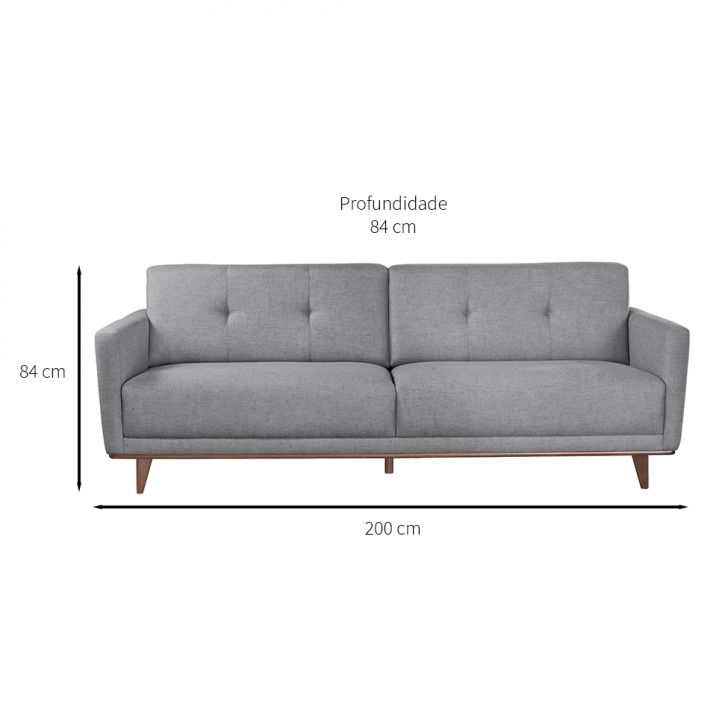 [OUTLET] Sofá 3 Lugares Di Cavalcanti Cinza 200 cm