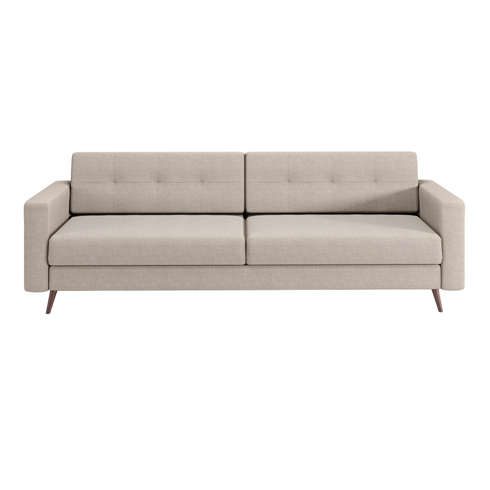 [OUTLET] Sofá 3 Lugares Living Pé Palito Linho Cotton Cru 210 cm