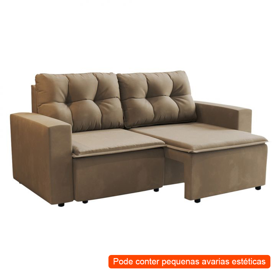 [OUTLET] Sofá 3 Lugares Retrátil Amsterdã I Suede Bege 180 cm