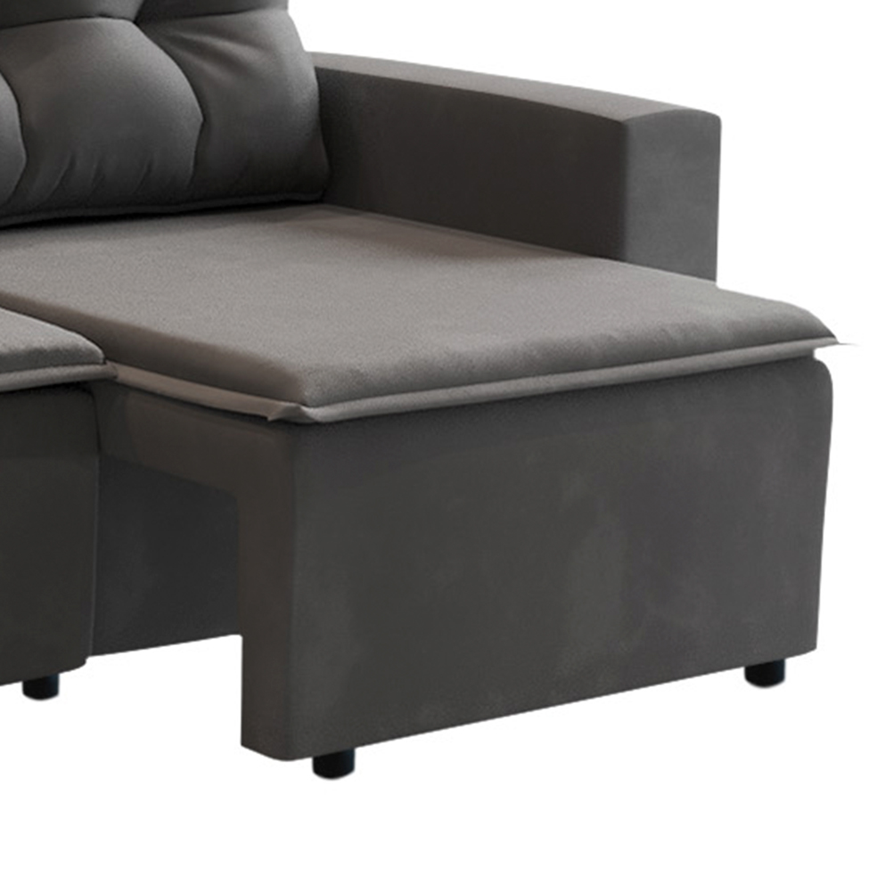 [OUTLET] Sofá 3 Lugares Retrátil Amsterdã I Suede Grafite 180 cm