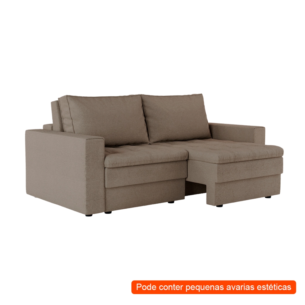 [OUTLET] Sofá 3 Lugares Retrátil Berna Linho Bege 210 cm