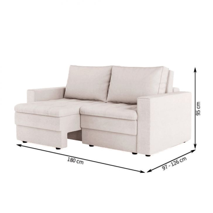 [OUTLET] Sofá 3 Lugares Retrátil Berna Linho Cru 180 cm