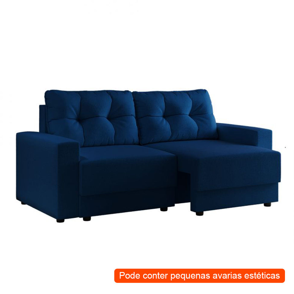 [OUTLET] Sofá 3 Lugares Retrátil Lubeck Linho Azul Marinho