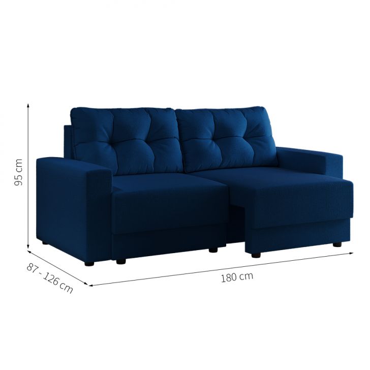 [OUTLET] Sofá 3 Lugares Retrátil Lubeck Linho Azul Marinho