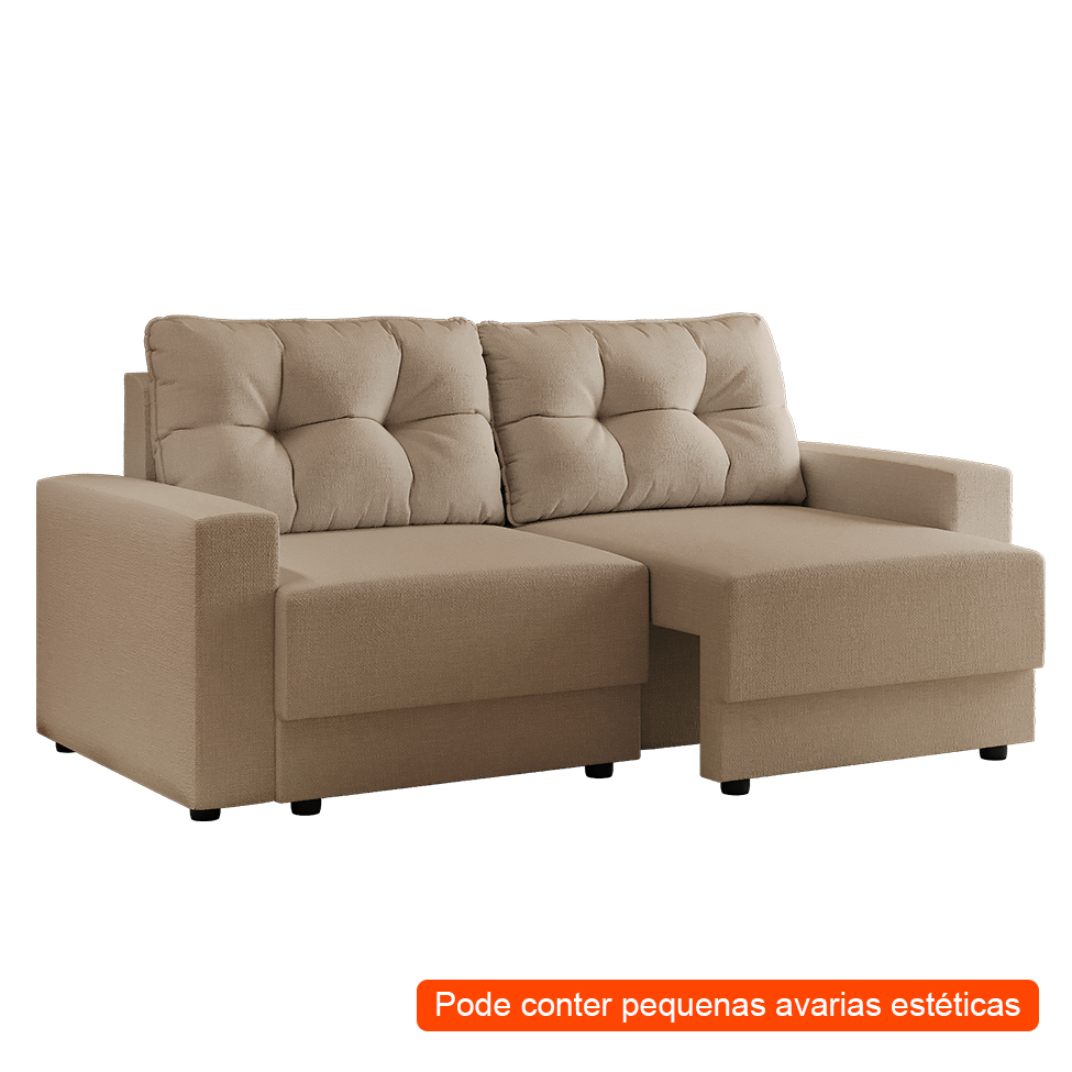 [OUTLET] Sofá 3 Lugares Retrátil Lubeck Linho Bege