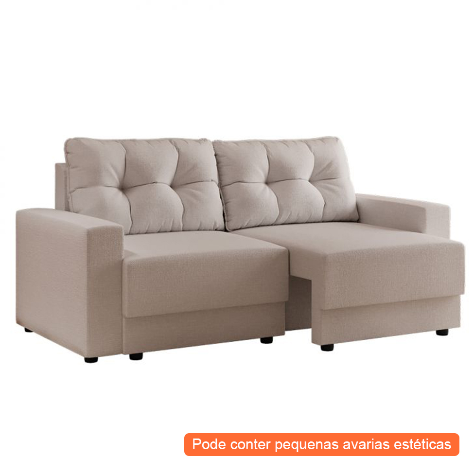 [OUTLET] Sofá 3 Lugares Retrátil Lubeck Linho Cru