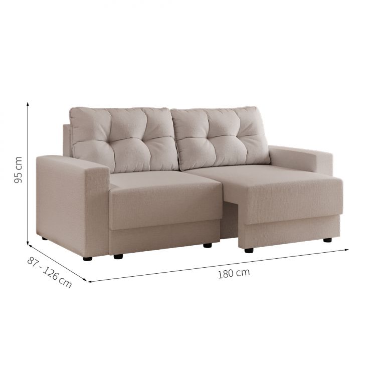 [OUTLET] Sofá 3 Lugares Retrátil Lubeck Linho Cru