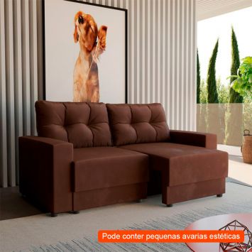 Menor preço em [OUTLET] Sofá 3 Lugares Retrátil Lubeck Suede Marrom 180 cm