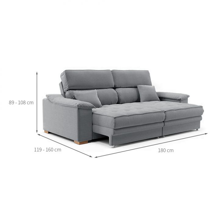 [OUTLET] Sofá 3 Lugares Retrátil e Reclinável Lupin Linho Cinza 180 cm