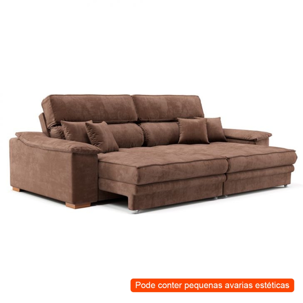 [OUTLET] Sofá 3 Lugares Retrátil e Reclinável Lupin Velosuede Marrom