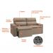 [OUTLET] Sofá 3 Lugares Retrátil e Reclinavél Hanôver Suede Bege 180 cm