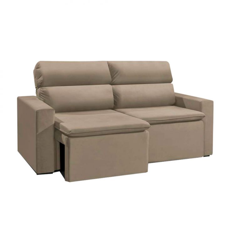 [OUTLET] Sofá 3 Lugares Retrátil e Reclinavél Hanôver Suede Bege 180 cm