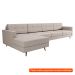 [OUTLET] Sofá 4 Lugares Living com Chaise Esquerdo Pé Palito Linho Cotton Cru