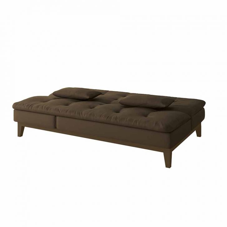 [OUTLET] Sofá-Cama 3 Lugares Casal Amanda com Pés de Madeira Marrom