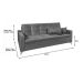 [OUTLET] Sofá-Cama 3 Lugares Casal Facility Veludo Cinza