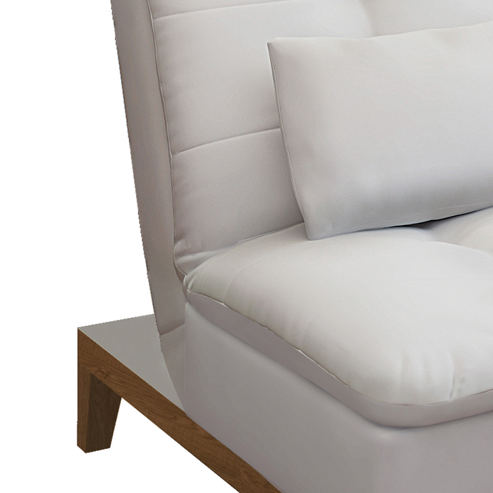 [OUTLET] Sofá-Cama 3 Lugares Casal Premium Base e Pés de Madeira Couro Sintético Branco