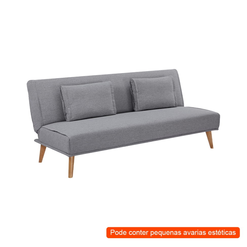 [OUTLET] Sofá-Cama 3 Lugares Catania Cinza Claro
