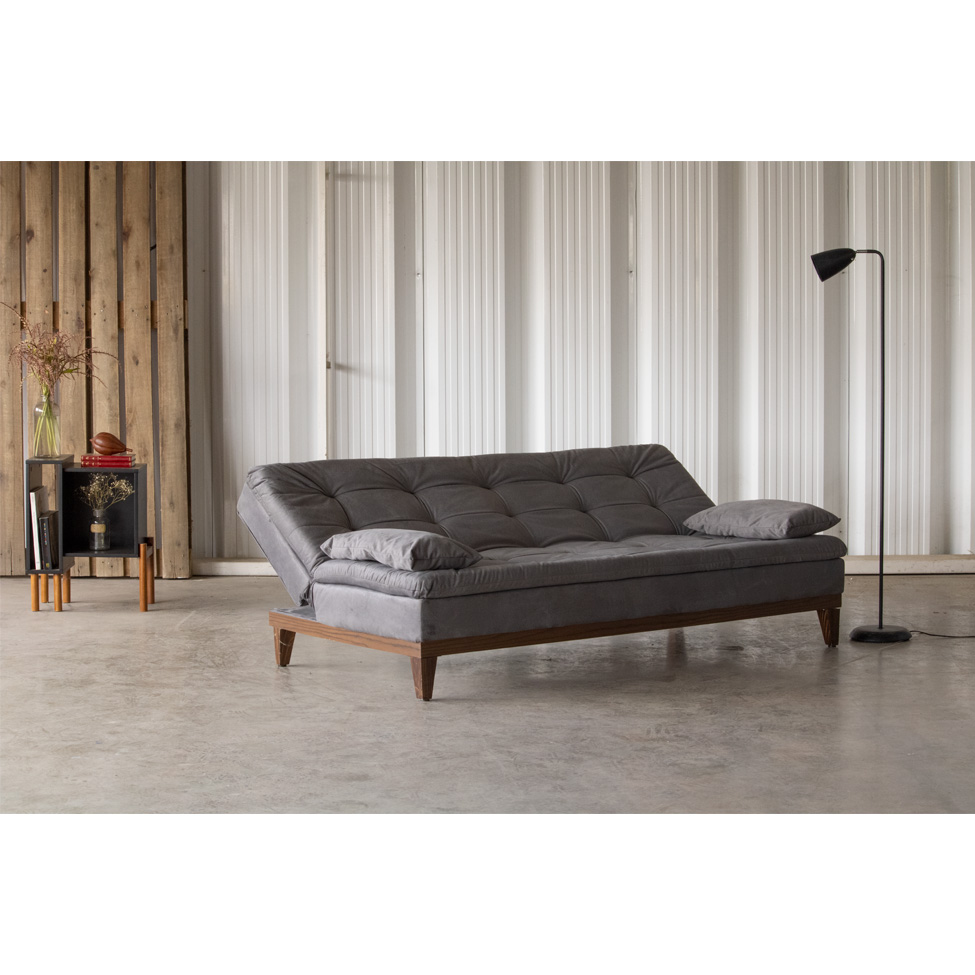 [OUTLET] Sofá-Cama com 3 Lugares 190 cm Casal Premium Suede Cinza