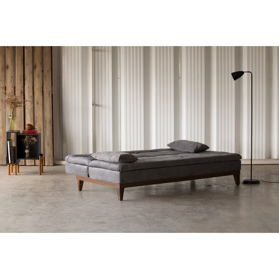 [OUTLET] Sofá-Cama com 3 Lugares 190 cm Casal Premium Suede Cinza