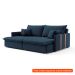 [OUTLET] Sofá Retrátil Sem Caixa 3 lugares Solomons Linho Azul Marinho 214 cm