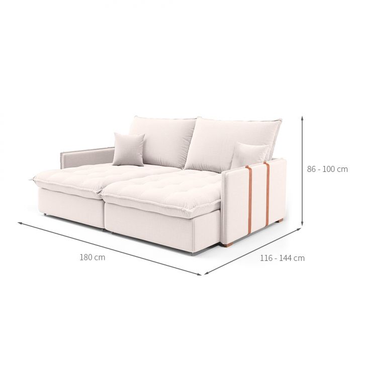 [OUTLET] Sofá Retrátil Sem Caixa 3 lugares Solomons Linho Cru 180 cm