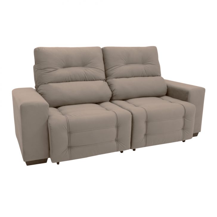 [OUTLET] Sofá Retrátil e Reclinável 3 Lugares Blenda II Suede Castanho