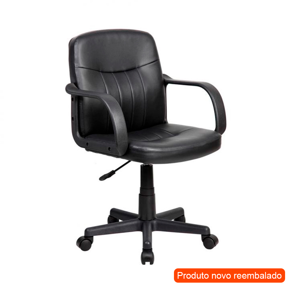 [Outlet] Cadeira de Escritório Secretária Giratória Clean Preta