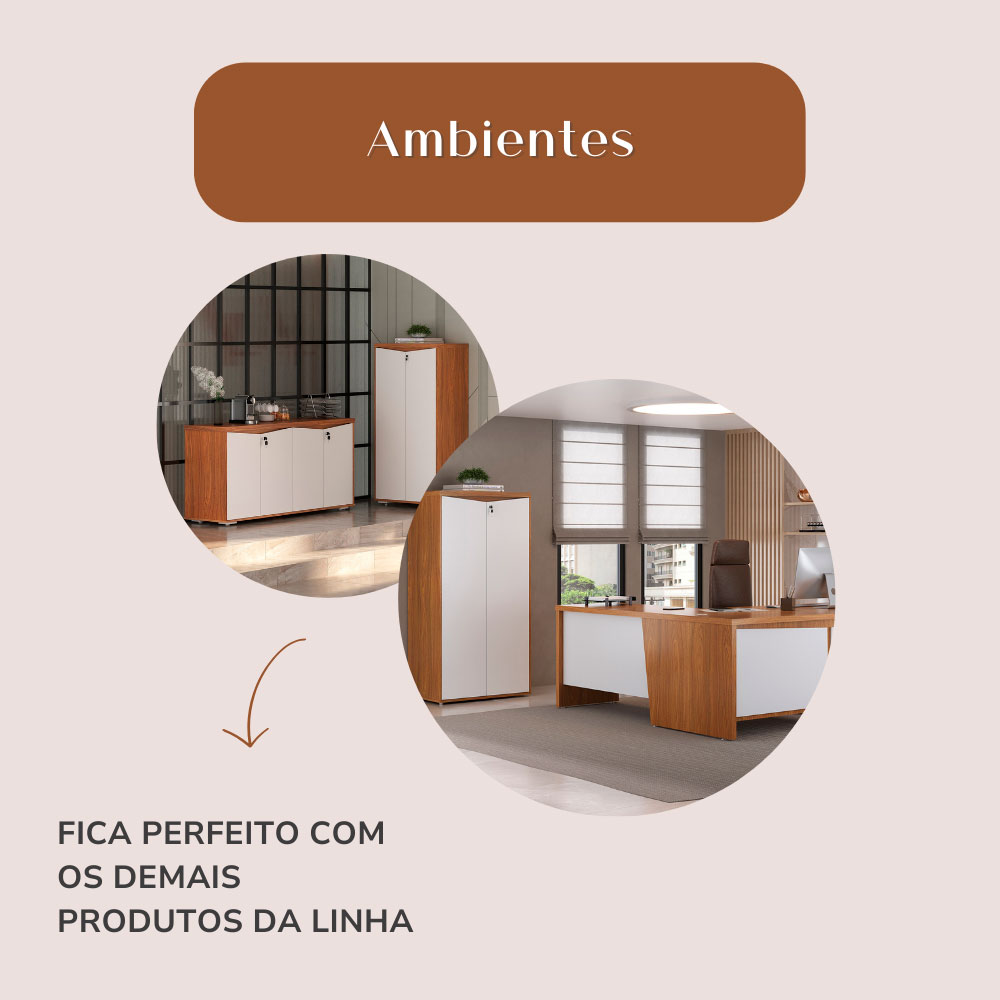 Armário de Escritório Lane 2 PT Freijó e Branco