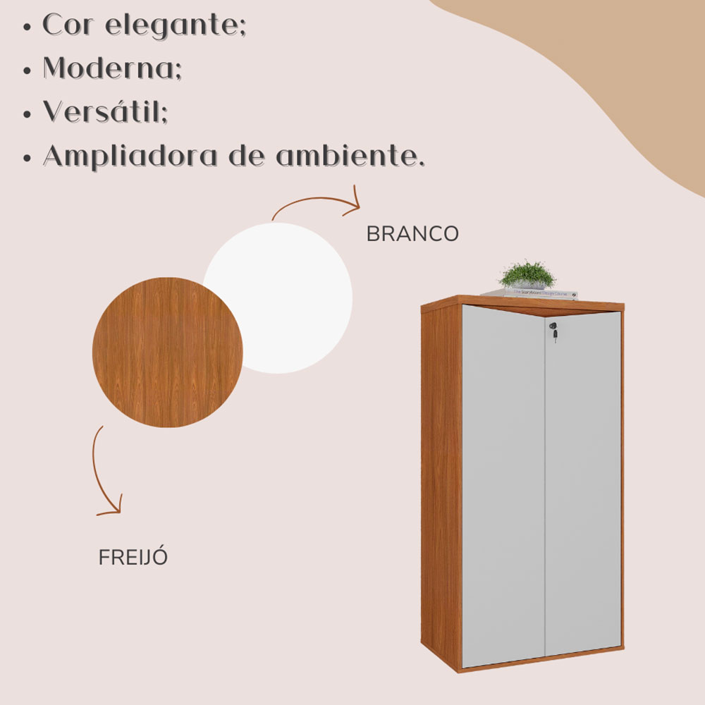 Armário de Escritório Lane 2 PT Freijó e Branco