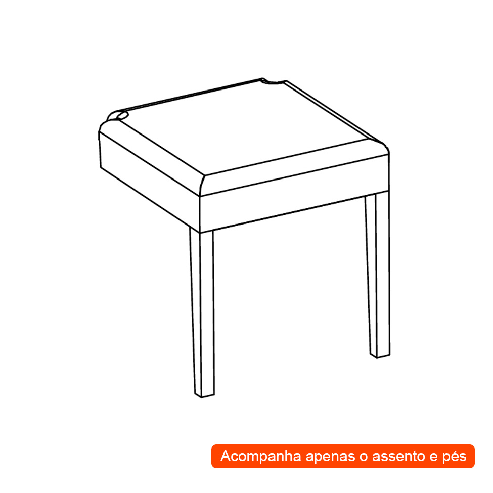 Assento Capa com pés Madeira Maciça Avelã Bege