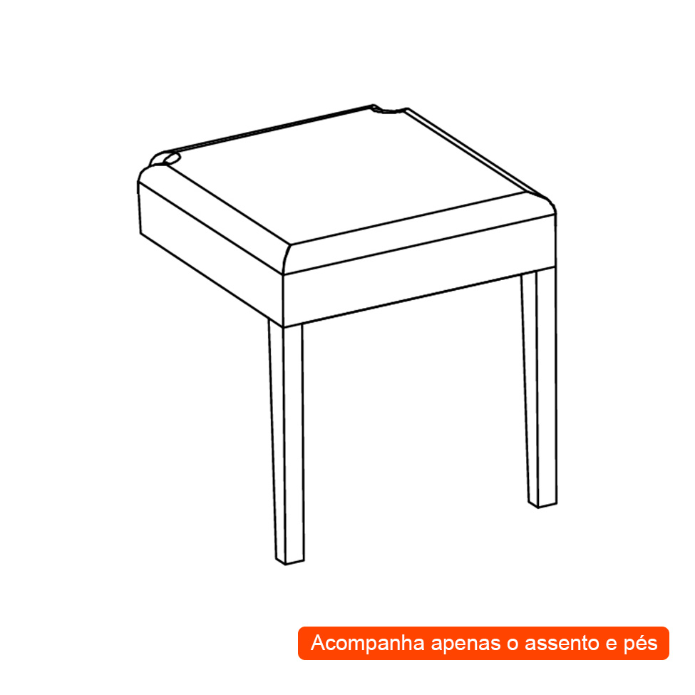 Assento Capa com pés Madeira Maciça Avelã Corino Caramelo