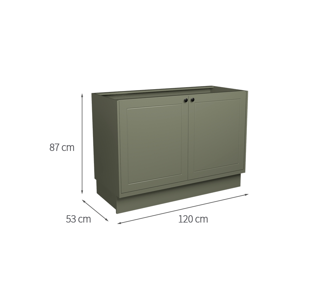 Balcão de Cozinha sem Tampo Évora 2 PT Verde Hill 120 cm