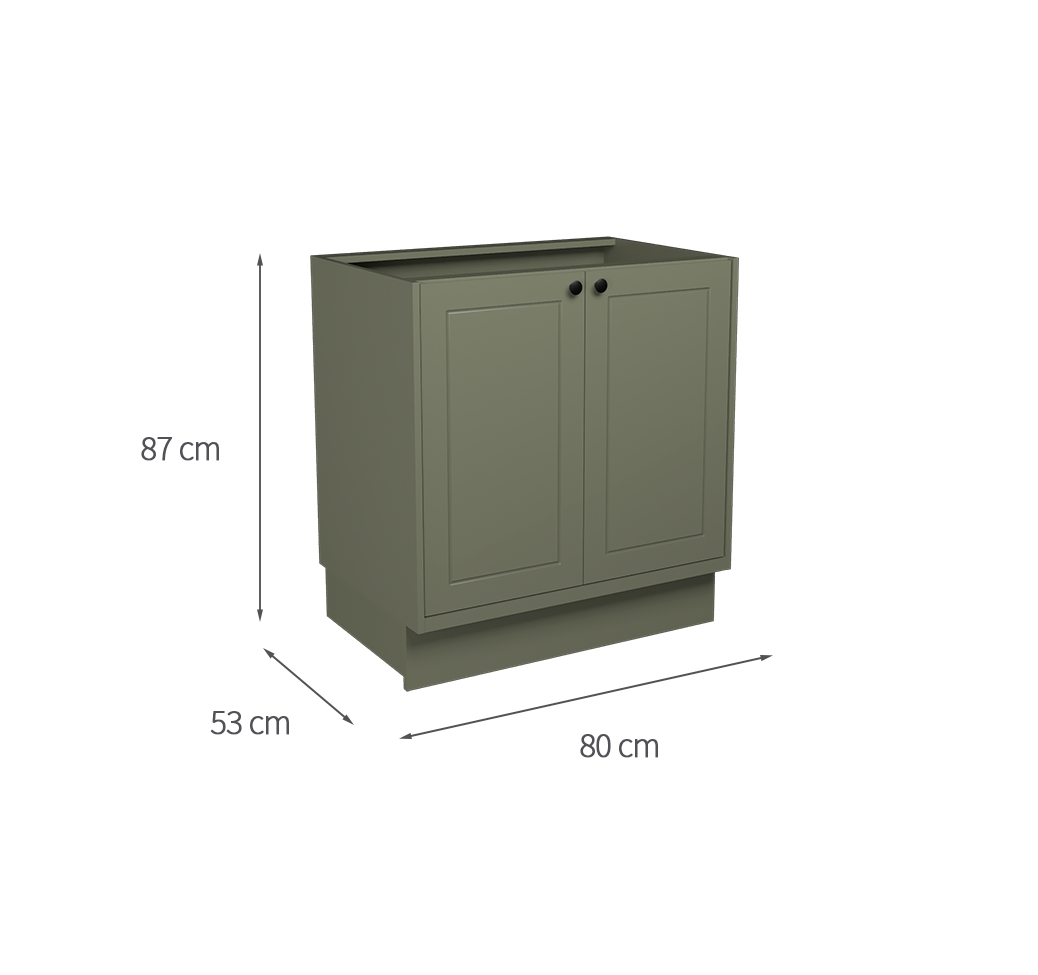 Balcão de Cozinha sem Tampo Évora 2 PT Verde Hill 80 cm